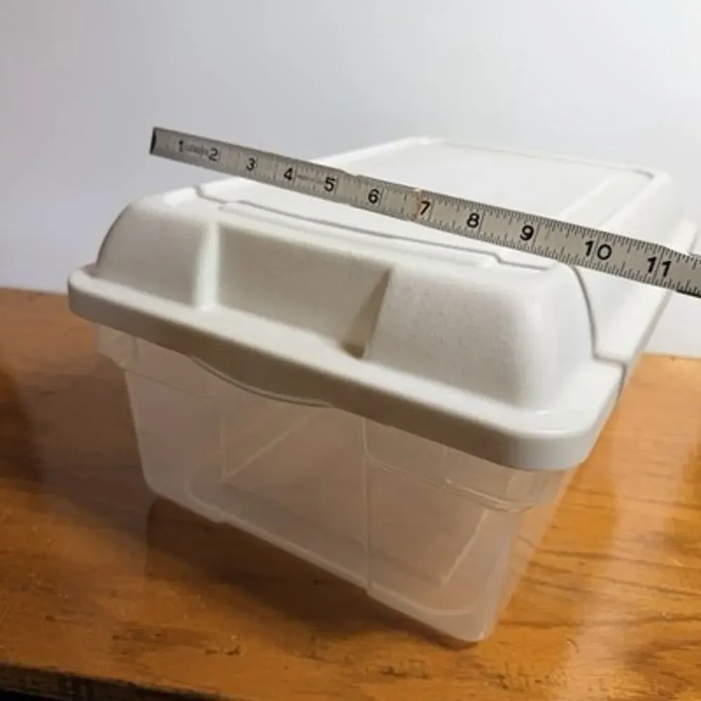 Vtg Rubbermaid High Hi Top 0135 Storage Box Tote Clear White Container Plastic